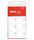 Apli Pack de 12 Colgadores Autoadhesivos Redondos Ø 30mm - Triangulo Metalico de Soporte - Base Adhesiva Blanca - Gran Resistenc