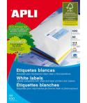 Apli Pack de 100 Etiquetas Permanentes - Tamaño 210 x 297mm - Multiples Usos - Color Blanco