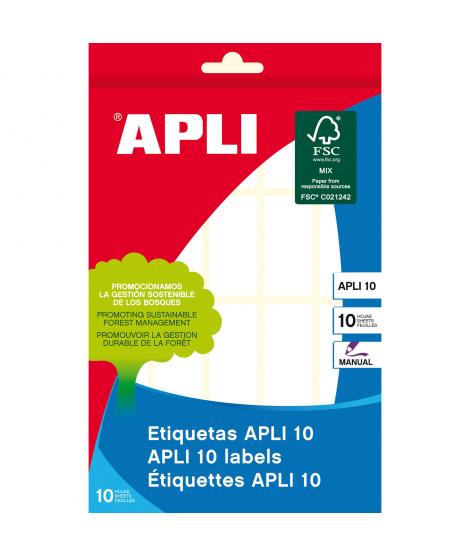 Apli Etiquetas 10 Blancas 19.0 x 40.0mm 10 Hojas