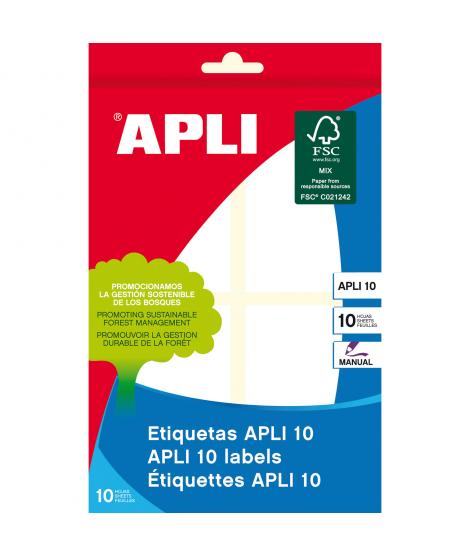 Apli Etiquetas 10 Blancas 40.0 x 75.0mm 10 Hojas