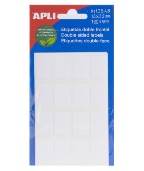 Apli Etiquetas Doble Frontal Blancas 16.0 x 22.0mm