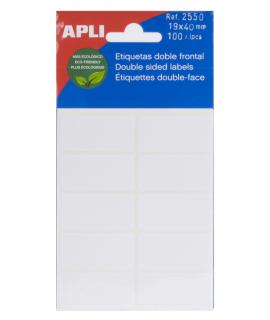 Apli Etiquetas Doble Frontal Blancas 19.0 x 40.0mm