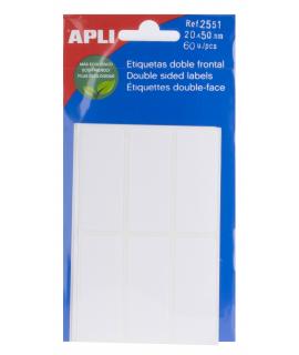 Apli Etiquetas Doble Frontal Blancas 20.0 x 50.0mm