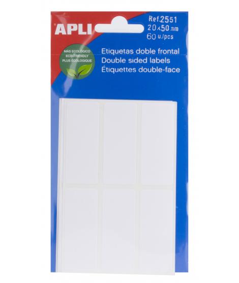 Apli Etiquetas Doble Frontal Blancas 20.0 x 50.0mm