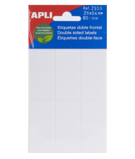 Apli Etiquetas Doble Frontal Blancas 26.0 x 54.0mm