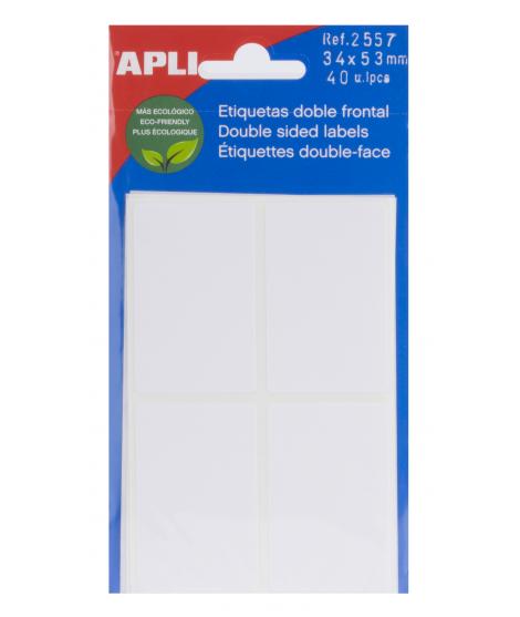 Apli Etiquetas Doble Frontal Blancas 34.0 x 53.0mm