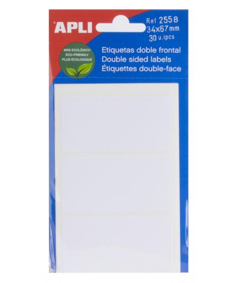 Apli Etiquetas Doble Frontal Blancas 34.0 x 67.0mm