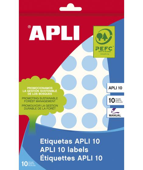 Apli Etiquetas 10 Azules Ø 19mm 8 Hojas