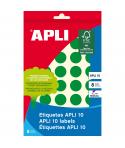 Apli Etiquetas 10 Verdes Ø 19mm 8 Hojas