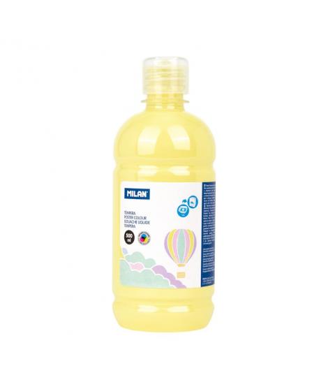 Milan Botella de Tempera 500ml - Tapon Dosificador - Secado Rapido - Mezclable - Color Amarillo Pastel