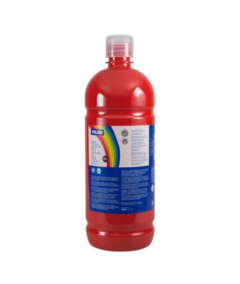 Milan Botella de Tempera 1000ml - Tapon Dosificador - Secado Rapido - Mezclable - Color Rojo