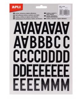 Apli Letras Adhesivas de Palo Mayusculas - Altura 30mm - Color Negro - Pack de 4 Hojas con 153 Letras