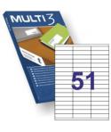 Multi3 Pack de 5100 Etiquetas Blancas Tamaño 70x16.9mm - 100 Hojas x 51 Etiquetas - Aptas para Imprimir Laser y Tinta