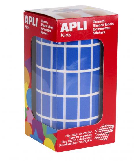 Apli Gomets Rectangulares Azules - 20x10mm - 59 Hojas Pretroqueladas - 3540 Unidades por Rollo - Ideal para Actividades Infantil