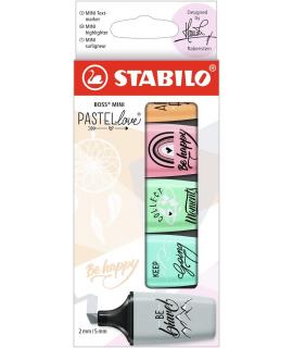 Stabilo Boss Mini Pastellove Pack de 5 Marcadores Fluorescentes - Trazo entre 2 y 5mm - Tinta con Base de Agua - Antisecado - Co