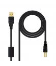 Nanocable Cable de Impresora con Ferrita USB-B 2.0 Macho a USB-A Macho 2m