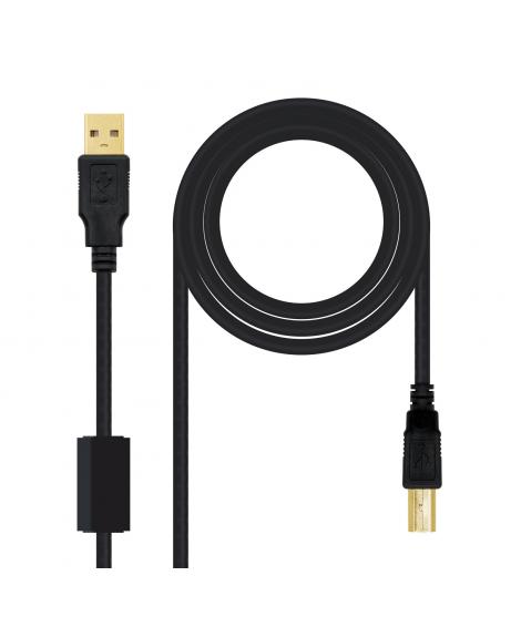 Nanocable Cable de Impresora con Ferrita USB-B 2.0 Macho a USB-A Macho 3m