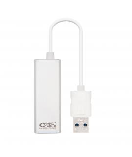 Nanocable Conversor USB 3.0 a Ethernet Gigabit 10/100/1000 Mbps - 15cm - Color Aluminio