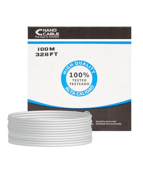 Nanocable Bobina de Cable de Red Rigido RJ45 Cat.6 UTP AWG24 100m - Color Gris