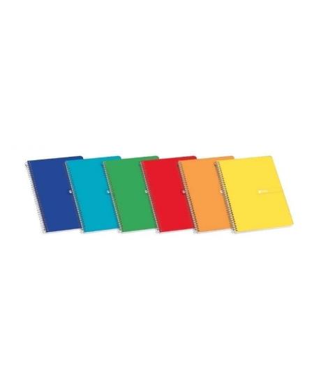 Enri Plus Pack de 5 Cuadernos Espiral Formato Folio Cuadriculado 4x4mm - 80 Hojas 60gr con Margen - Cubierta Dura - Colores