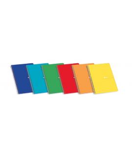 Enri Plus Pack de 5 Cuadernos Espiral Formato Folio 1 Linea - 80 Hojas 60gr con Margen - Cubierta Dura - Colores Surtidos