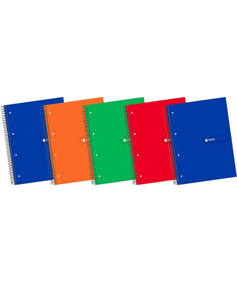 Enri Plus Cuaderno Espiral Formato A4+ Cuadriculado 5x5mm - 120 Hojas + 40 Gratis Microperforadas - Cubierta Extradura - Colores