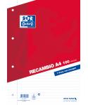 Oxford Classic Recambio de 100 Hojas Sueltas A4 1 Linea Horizontal con Margen 4 Taladros