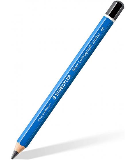 Staedtler Mars Lumograph Jumbo 100J Lapiz de Grafito - Mina 4B - Acabados Metalicos - Diametro Mina 5.3mm - Madera de Bosques So