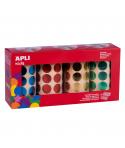 Apli Gomets Redondos Metalizados Ø 20mm - Adhesivo Permanente - 5.640 Gomets por Pack - 4 Rollos de 59 Hojas