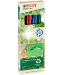 Edding 25 EcoLine Pack de 4 Rotuladores Permanentes - Punta Redonda Fina - Trazo 1mm - 90% de Plastico Reciclado - Colores Surti