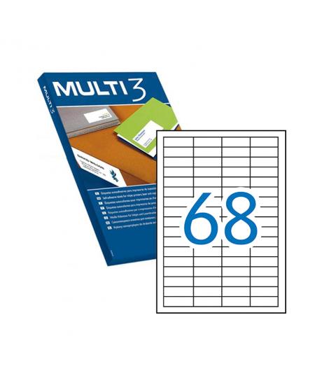 Multi3 Pack de 34.000 Etiquetas Blancas Cantos Rectos Tamaño 48.5X16.9mm con Adhesivo Permanente para Multiples Usos