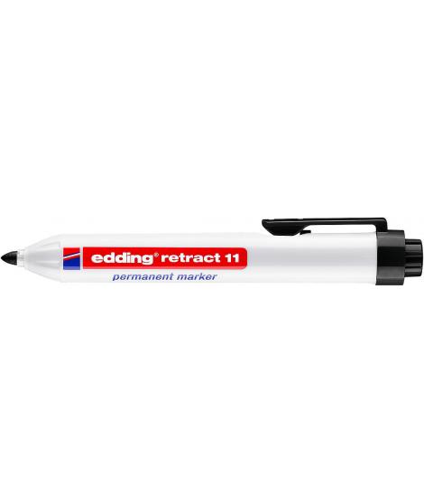 Edding Retract 11 Rotulador Permanente Retractil - Punta Redonda - Trazo entre 1.5 y 3mm - Recargable - Secado Rapido - Color Ne