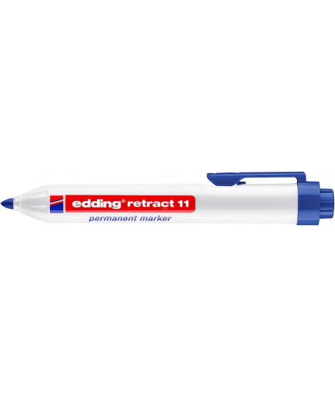 Edding Retract 11 Rotulador Permanente Retractil - Punta Redonda - Trazo entre 1.5 y 3mm - Recargable - Secado Rapido - Color Az