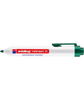 Edding Retract 11 Rotulador Permanente Retractil - Punta Redonda - Trazo entre 1.5 y 3mm - Recargable - Secado Rapido - Color Ve