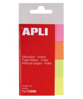 Apli Pack de 160 Indices Adhesivos de Papel 50x20mm - 40 Hojas por Color - Facil de Despegar - Organiza Tus Documentos - Colores