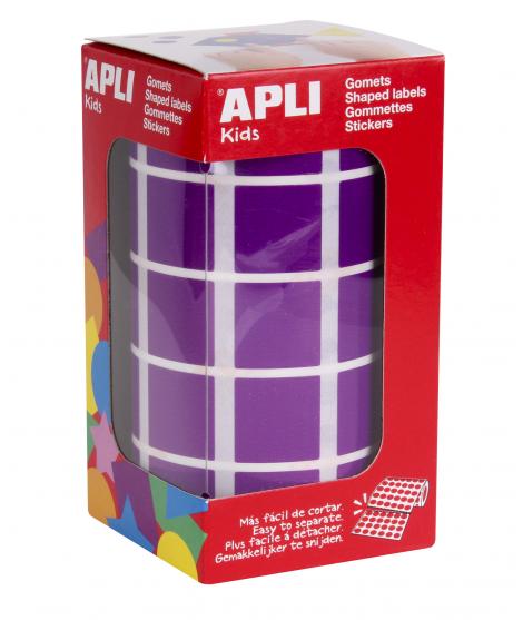 Apli Gomets Cuadrados Lila - 20 x 20mm - 59 Hojas Pretroqueladas - 1770 Gomets por Rollo - Ideal para Escuelas y Talleres Infant