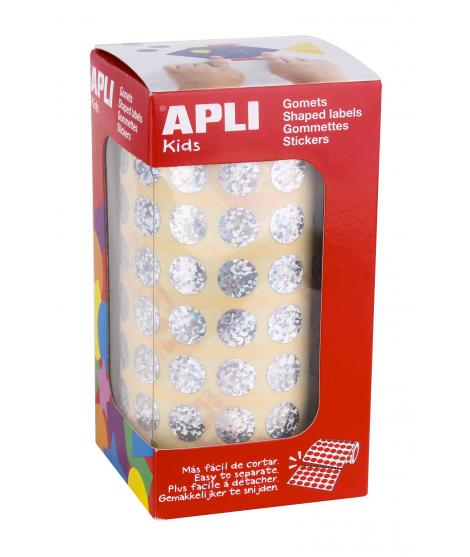 Apli Gomets Redondos Holograficos - Tamaño Ø 10.5mm - Adhesivo Permanente - 5192 Gomets por Rollo - Ideal para Desarrollar Habil