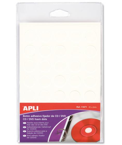 Apli Boton Fijador Blanco para CD/DVD 35 U.