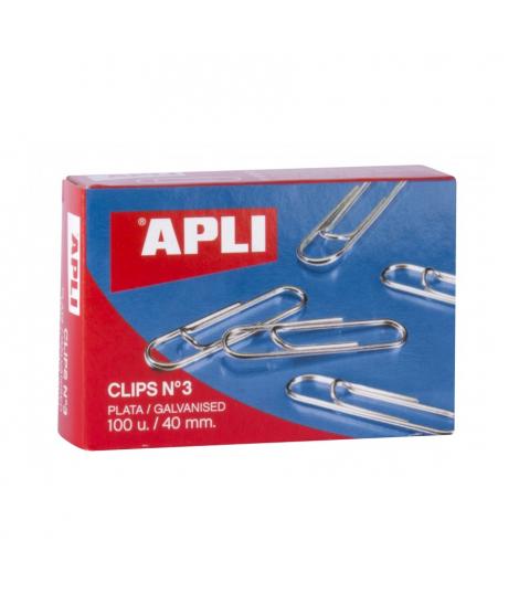 Apli Pack de 100 Clips Galvanizados nº3 40 mm