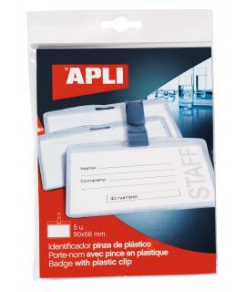 Apli Identificador con Pinza de Plastico para Tarjetas de Visita - Tamaño 90 x 56mm - Ideal para Ferias y Convenciones - Uso en 