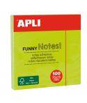 Apli Notas Adhesivas Funny 75x75mm - Bloc de 100 Hojas - Adhesivo de Calidad - Facil de Despegar - Color Verde Fluorescente