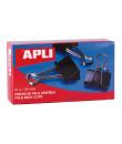 Apli Pinzas Abatibles 10x25mm - Acero Templado Negro - Asas Niquel - 12 Unidades - Sujecion Hasta 70 Hojas