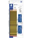 Staedtler Noris 120 Pack de 6 Lapices de Grafito Hexagonales 2HB + 2 Gomas de Borrar Mars Plastic - Madera de Bosques