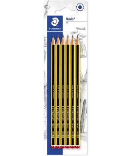 Staedtler Noris 120 Pack de 6 Lapices de Grafito Hexagonales - Mina 2HB - Resistencia a la Rotura - Madera de Bosques Sostenible