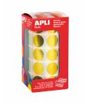 Apli Gomets Redondos Amarillo Metalizado Ø 20mm - 59 Hojas Pretroqueladas - 1770 Gomets por Rollo - Adhesivo Base Agua - Normas 