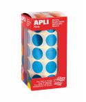 Apli Gomets Redondos Azul Metalizado Ø 20mm - 59 Hojas Pretroqueladas - 1770 Gomets por Rollo - Ideal para Escuelas y Talleres I