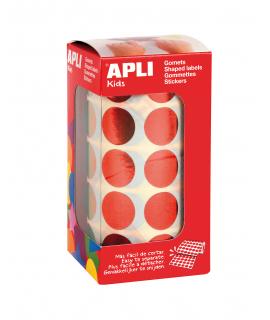 Apli Gomets Redondos Ø 20mm Rojo Metalizado - 59 Hojas Pretroqueladas - 1770 Gomets por Rollo - Ideal para Actividades Creativas