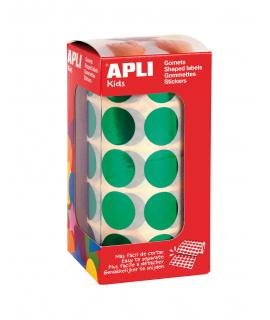 Apli Gomets Redondos Ø 20mm Verde Metalizado - 59 Hojas Pretroqueladas - Adhesivo Permanente - Normas EN-71 y FSC - Adhesivo