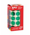 Apli Gomets Redondos Ø 20mm Verde Metalizado - 59 Hojas Pretroqueladas - Adhesivo Permanente - Normas EN-71 y FSC - Adhesivo Bas