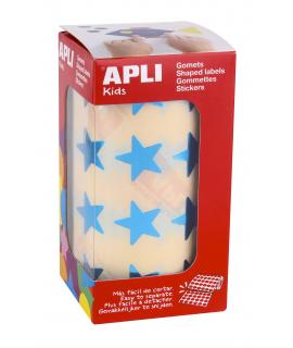 Apli Gomets Estrella Azul Metalizado - Tamaño 19.5mm - Adhesivo Permanente - 1416 Gomets por Rollo - Ideal para Actividades